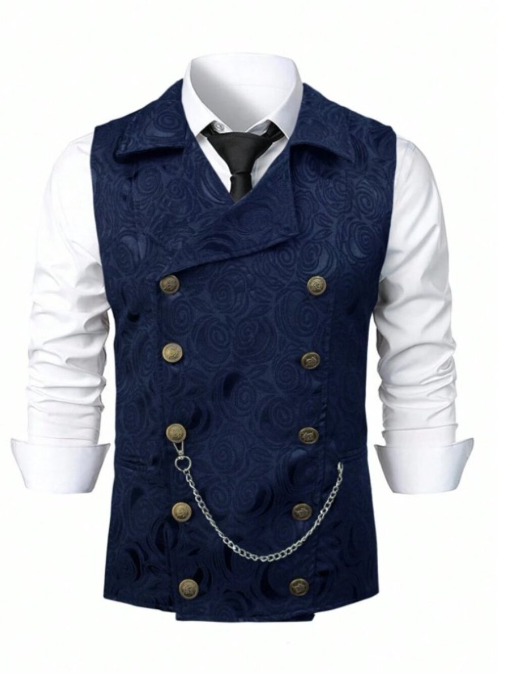 Men's Steampunk Double-Breasted Patterned Waistcoat